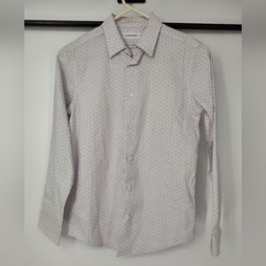 Calvin Klein Slim Fit+Stretch Kids Lt Purple Micro-Print Button Down Shirt Sz 14